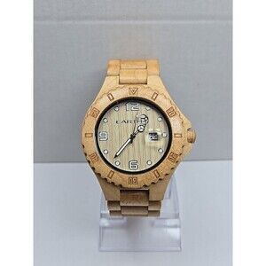 Earth Wood Quartz Watch Maple Bracelet Date 50mm Mens Eco Friendly New Battery